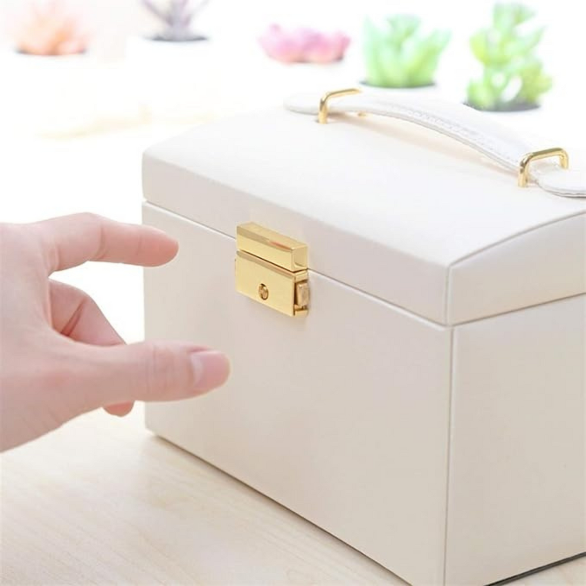 White Watch Case Holder Jewellery Storage Box Ring Earring Display Organizer