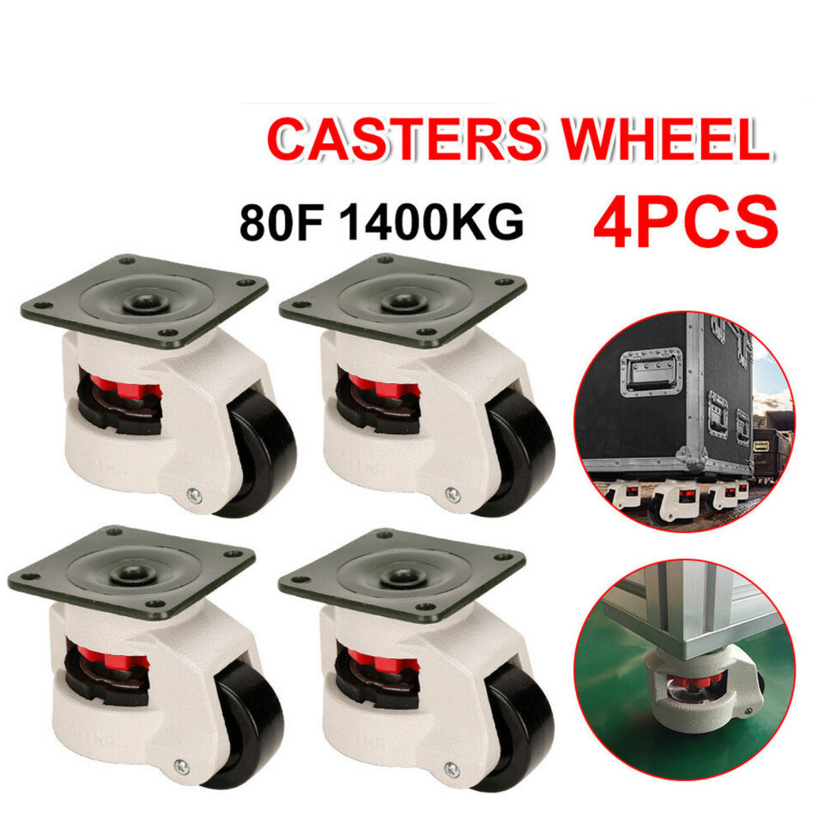Heavy Load GD80F Swivel Casters 2205lbs 4x Workbench Adjustable Wheel Leveling