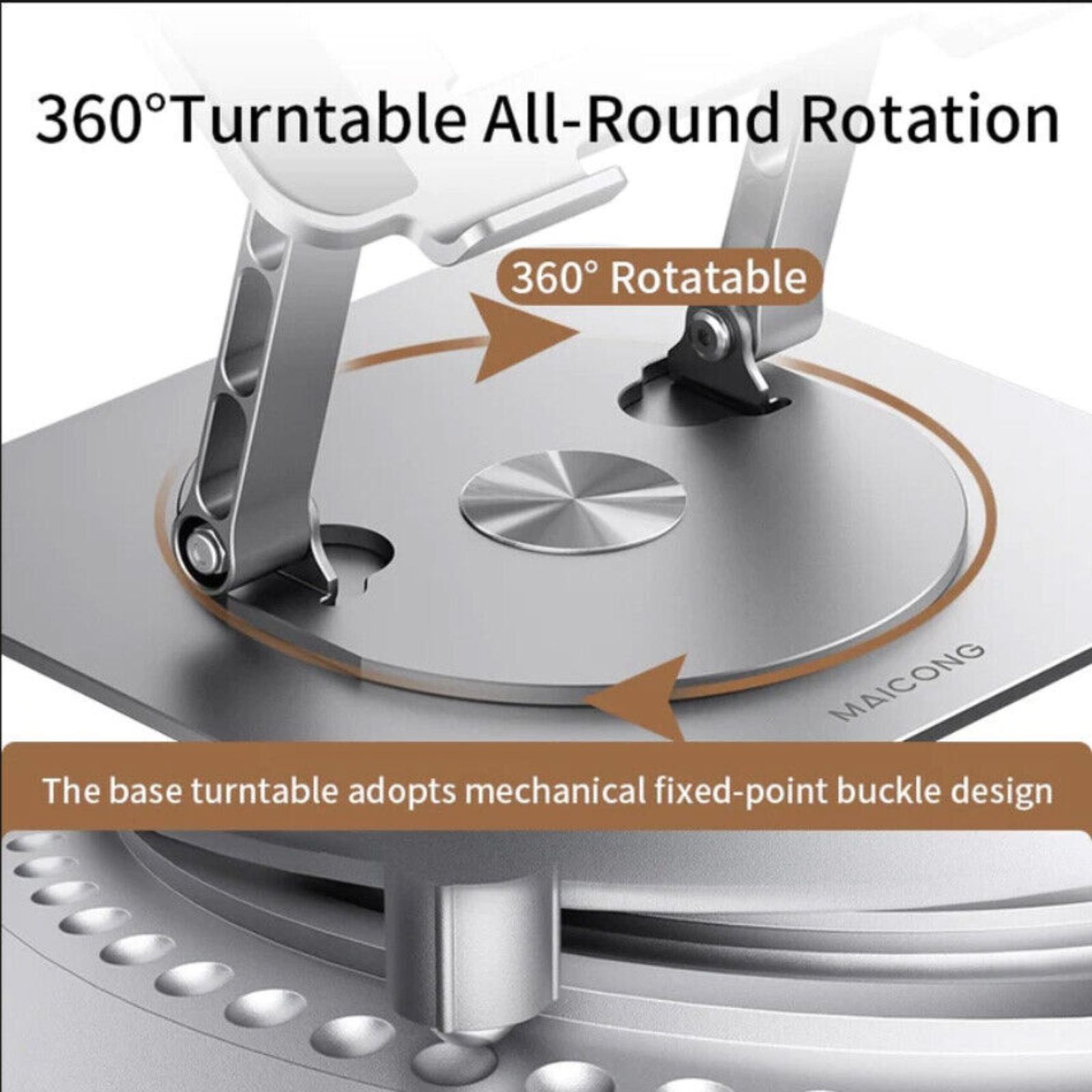 Foldable Laptop Riser 360 Rotating Ergonomic Laptop Stand for Desk Grey