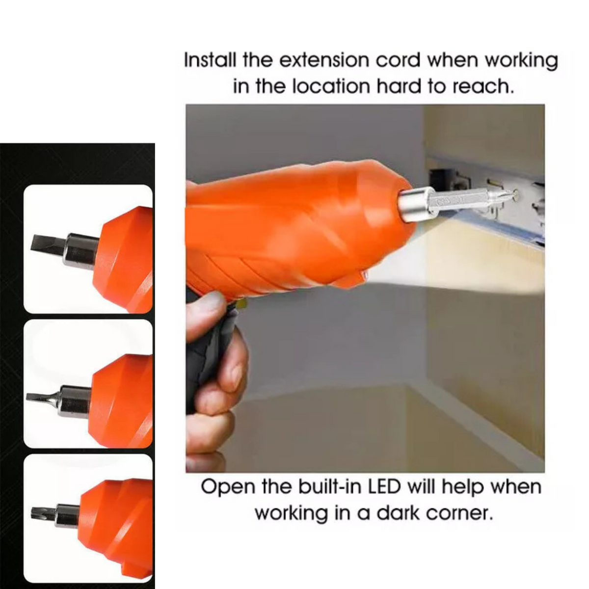 Electric Screwdriver Rechargeable Bits Tool Set 45Pcs Cordless Combi Power Drill