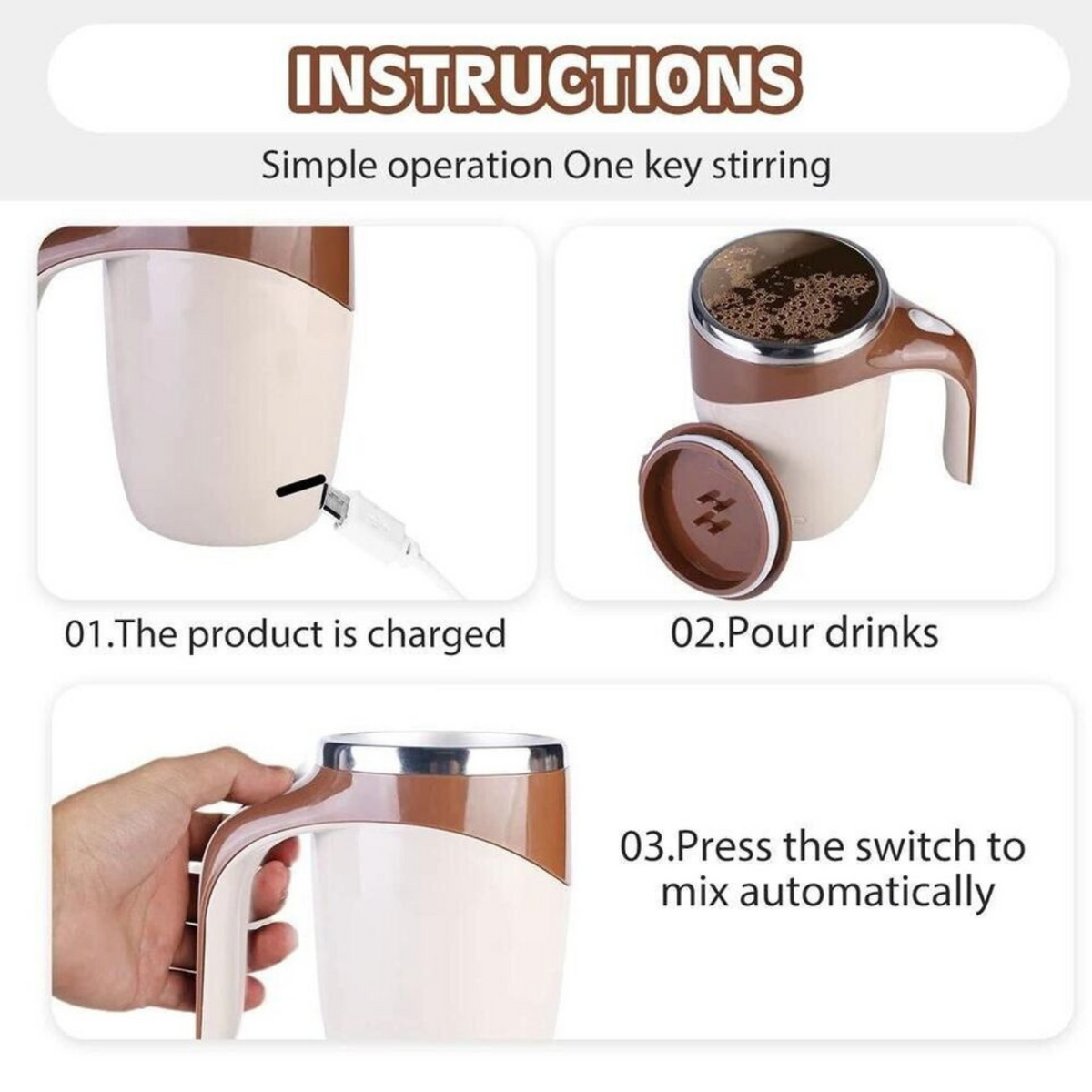 Automatic Electric Coffee Milk Tea Self Stirring Mug Auto Mixing Stir Cup