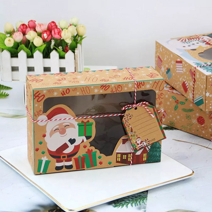 12x Gift Boxes Bags Food Packaging Gift Christmas Cookie Box Kraft Paper Candy