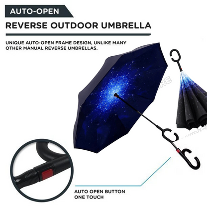 C-Handle Reverse Umbrella Starry Sky Inverted Windproof Folding