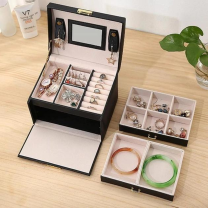 Black Watch Case Holder Jewellery Storage Box Ring Earring Display Organizer