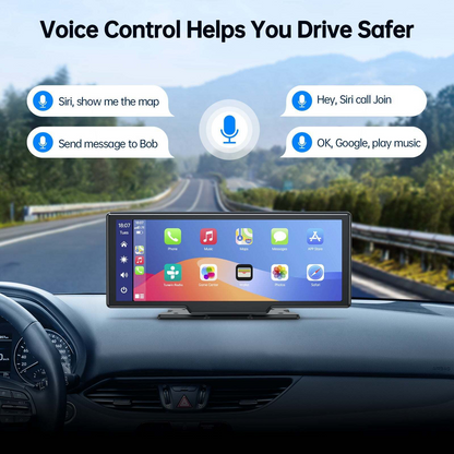 Wireless Apple Carplay Android Auto FM Bluetooth 10" Portable Car Stereo Radio