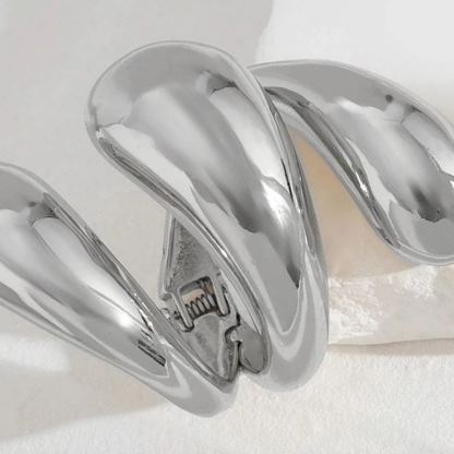 Silver Jewelry for Women Geometric Fashion Wide Metal Cuff Bracelet 01