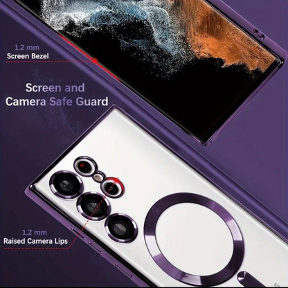 Galaxy S24 Ultra Shockproof Mag Safe Magnetic Case Cover with Glass Protector