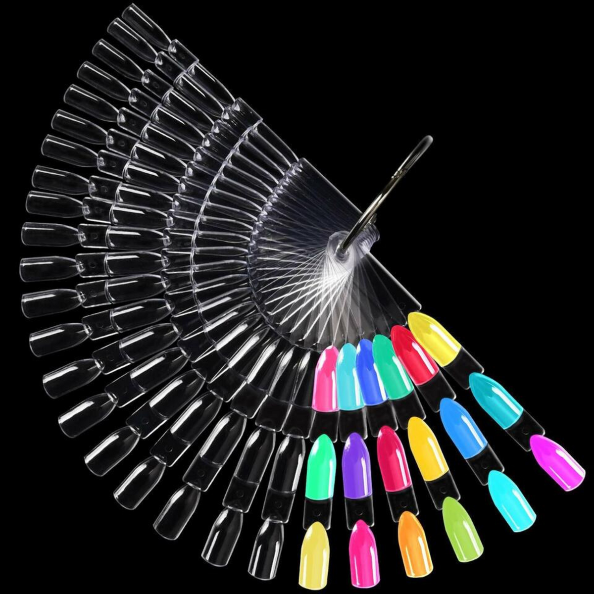 50x Clear Tips Swatch False Fake Nail Polish Wheel Chart Sticks