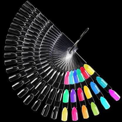 50x Clear Tips Swatch False Fake Nail Polish Wheel Chart Sticks