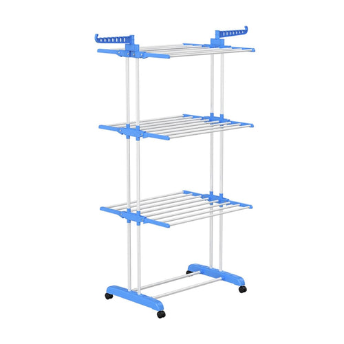 Airer Drying Rack Foldable Clothes Hanger Horse Stand Support Blue Laundry Rack