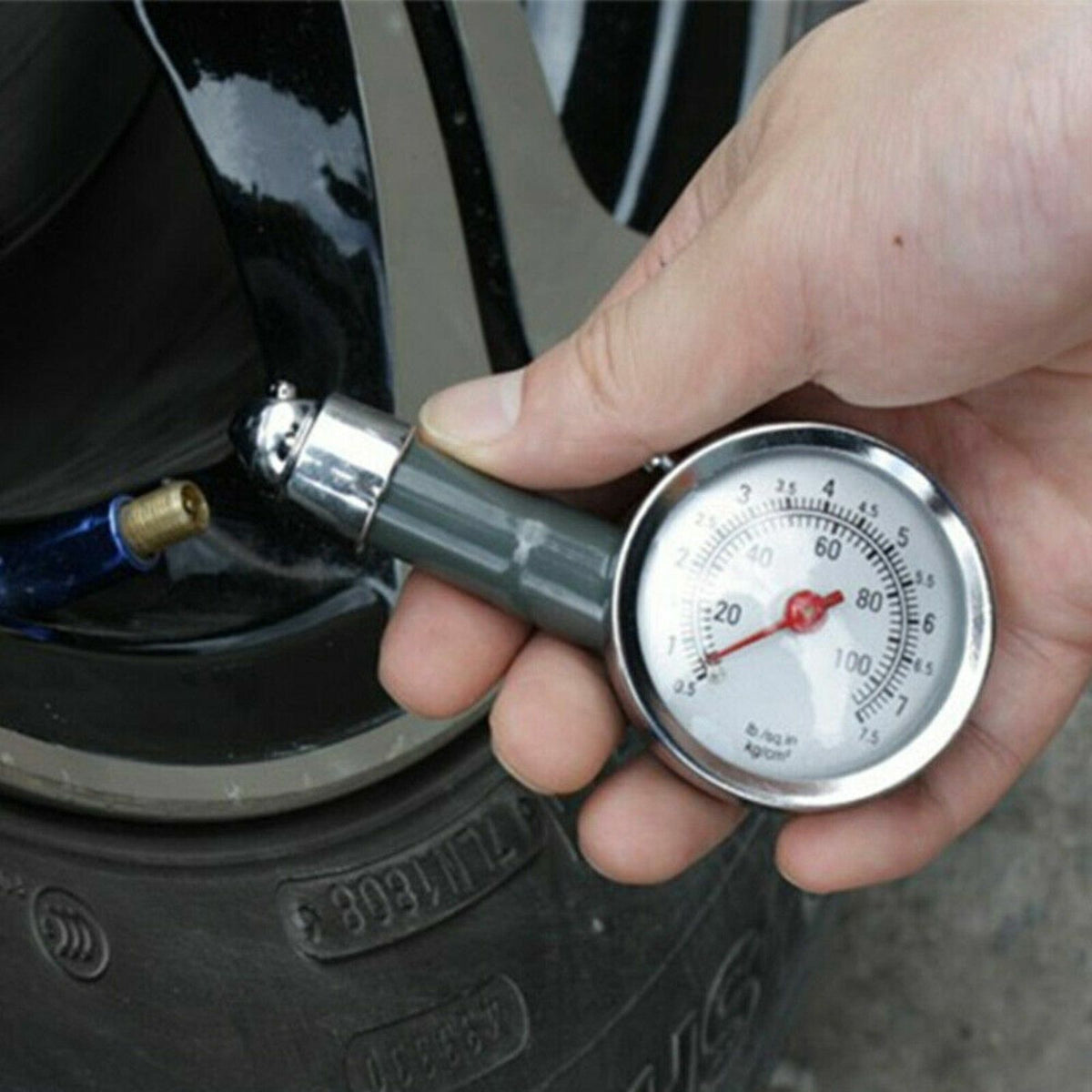 Portable Auto Dial Tire Gauge Car Bike Truck Pressure Tester