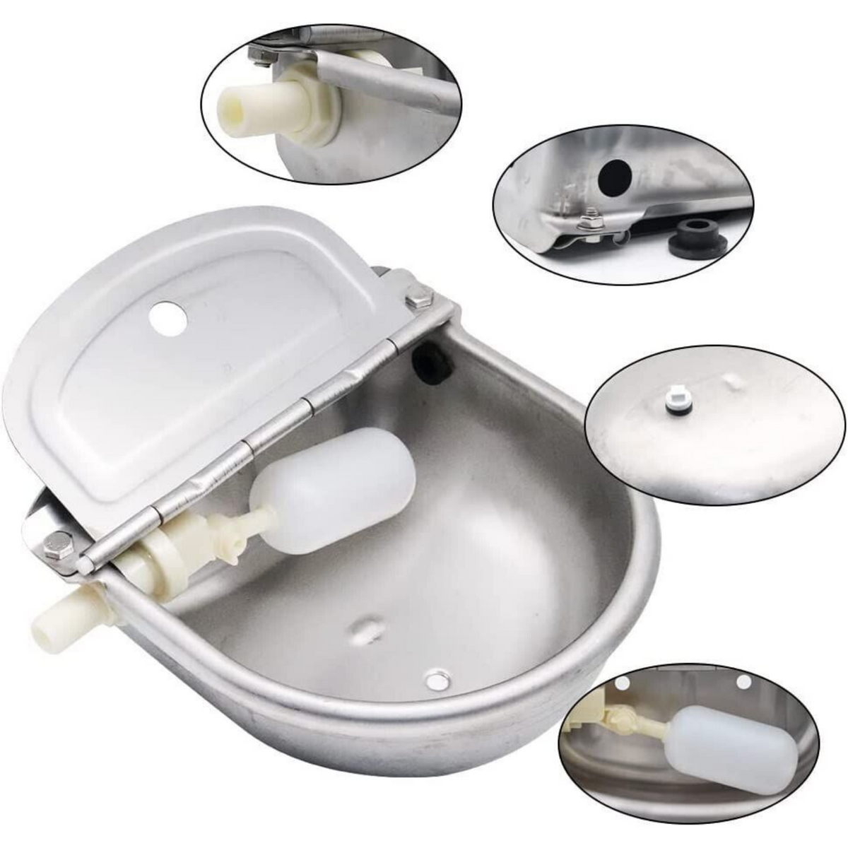Water Trough Bowl Waterer Drinking Horse Sheep Dog  Auto Stainless Float Valve