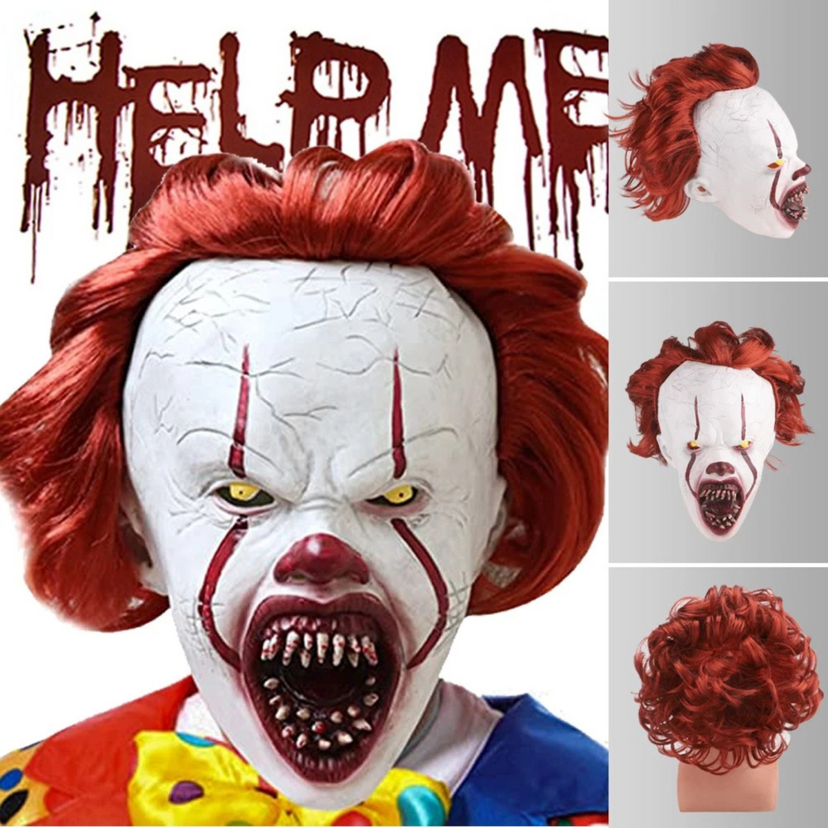 Mask Kings Halloween Scary Clown Pennywise Stephen It from Cosplay Fun