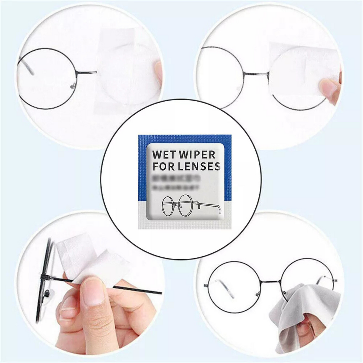 Lens Disposable Anti Fog Wet Wipes Cleaning 100Pcs Glasses Cleaner