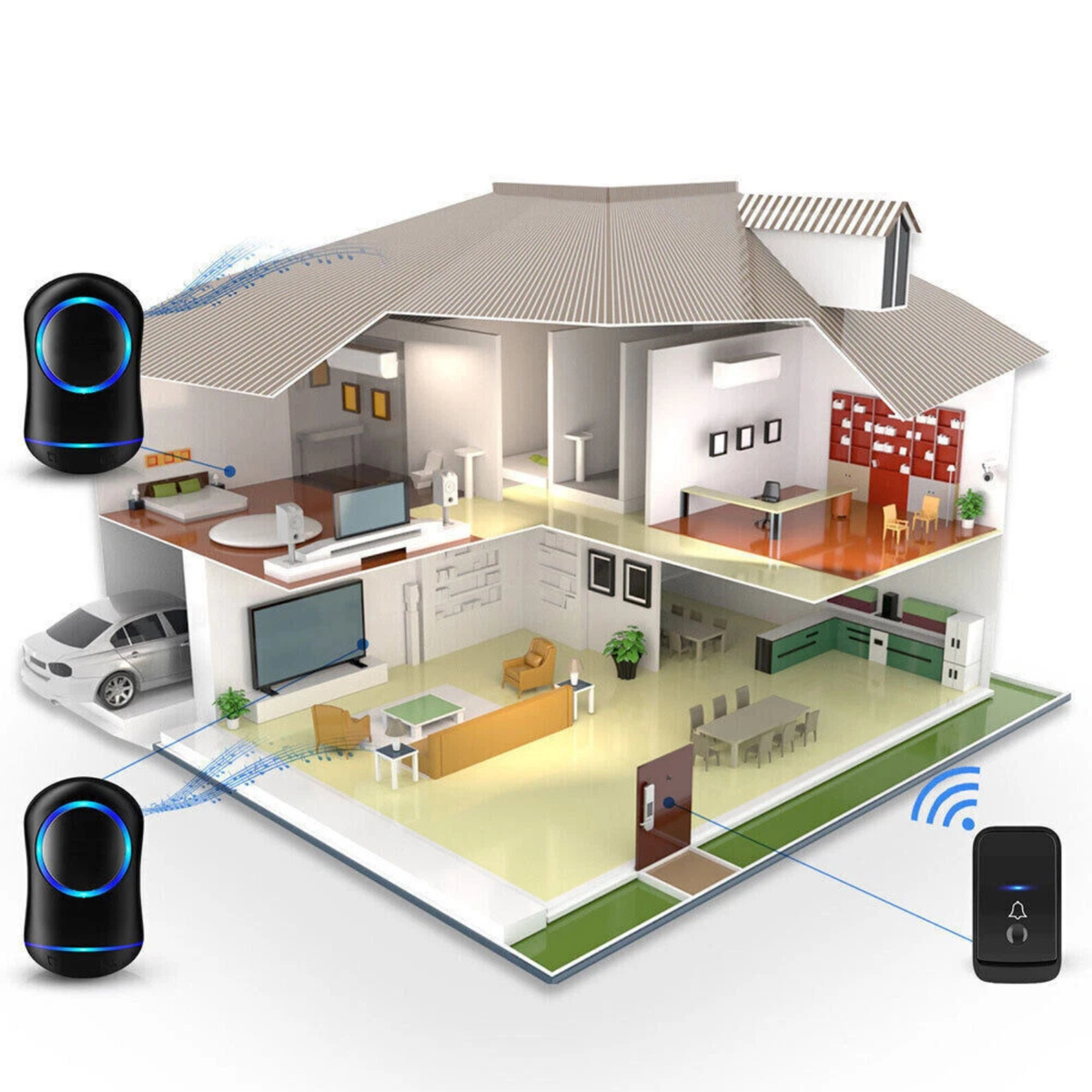 Waterproof Wireless Door Bell 1 Transmitter 1 Receiver Home