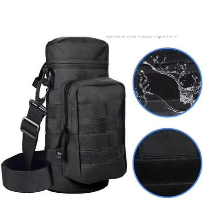 Water Bottle Carrier Tactical Bag Molle Kettle Black Outdoor Travel Strap
