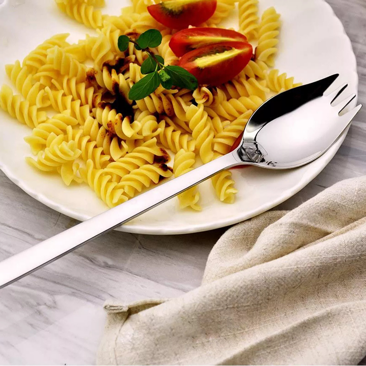 Spoon Fork Cutlery Tableware Stainless Steel Spork Soup Salad Noodle 5X