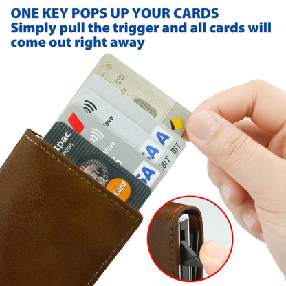 Brown Leather Wallet Credit Card ID Holder Men's RFID Blocking Slim Purse