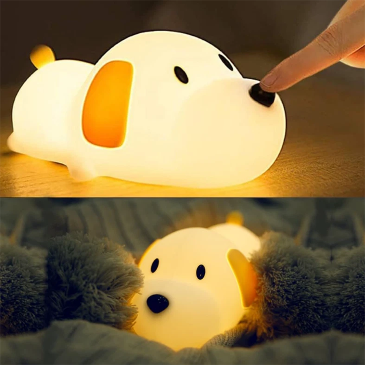 Cute Puppy Silicone Night Light for Kids Rechargeable Soft Glow Lamp