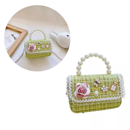 Green Princess Square Handbag Shoulder Tote Purse for Women