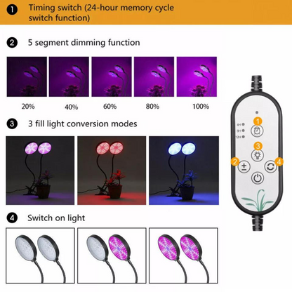UV Growing Lamp Hydroponic Indoor Plant Flower USB LED Grow Light Dimming
