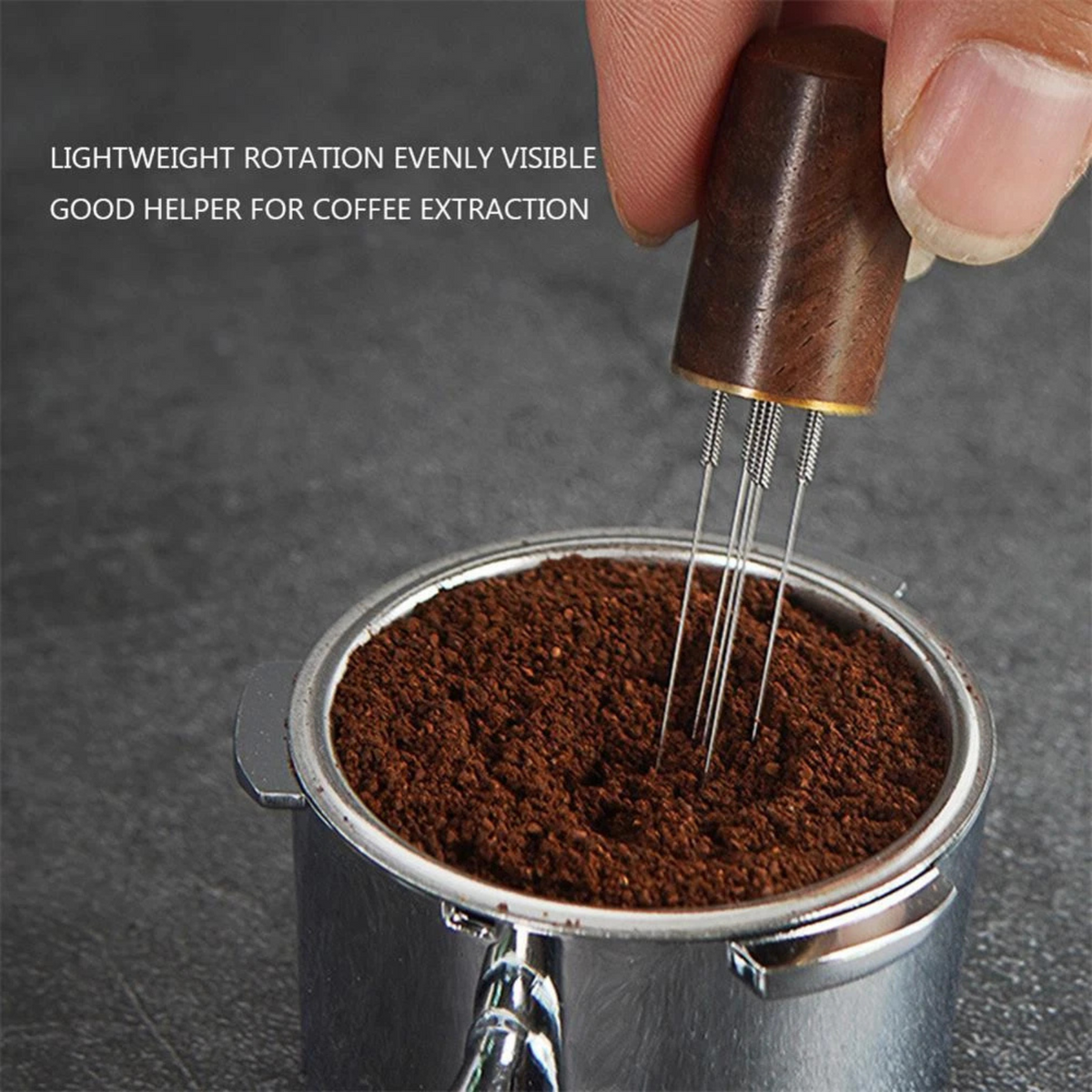 Needle Type Distributor Tamper Stainless Steel Espresso Coffee Dark Brown