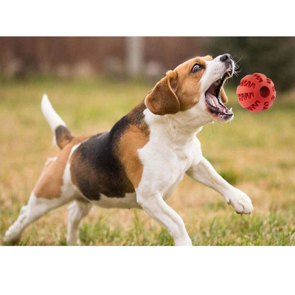 Red 7cm Dog Food Treat Puzzle Ball Puppy Interactive Training Toy