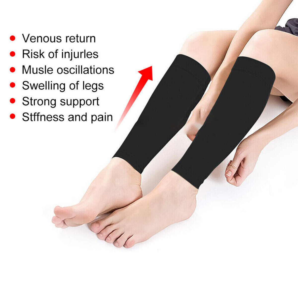 Black Foot Support Sleeve Relieve Compression Socks Leg Calf Varicose Stockings