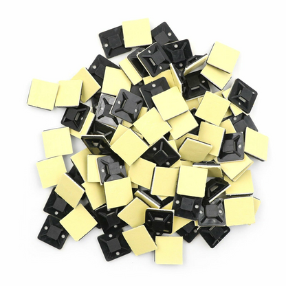 Zip Tie Mounts Base Clamps Clip 20*20mm Cable Wire 200pcs Black Self Adhesive
