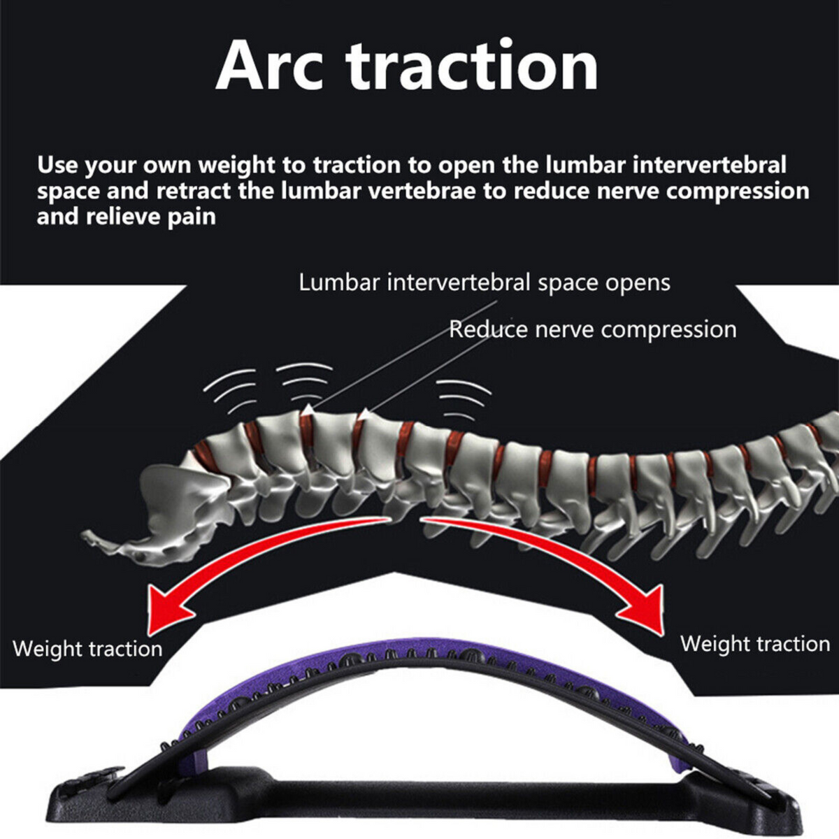 Lumbar Waist Spine Pain Relief Massager Back Stretcher Fitness Support Pickup
