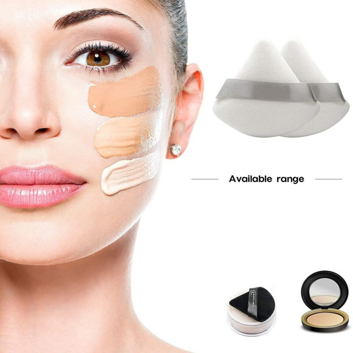 Powder Puff Cotton Sponge Make Up Tool Cosmetic Triangle Mini MakeUp White