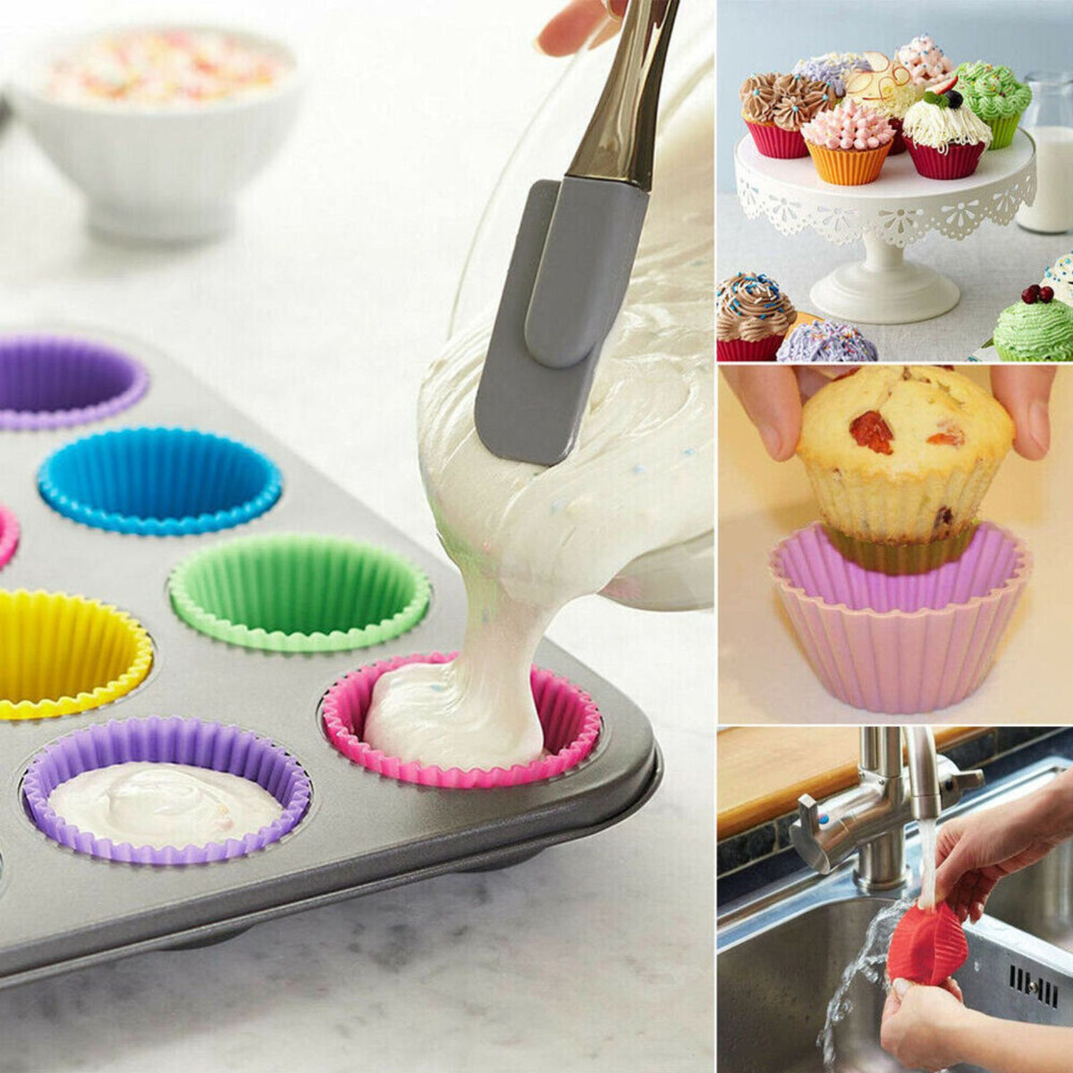 Silicone Round Cup Cake Mould DIY Bake Muffin Cupcake Case Mold 20pcs
