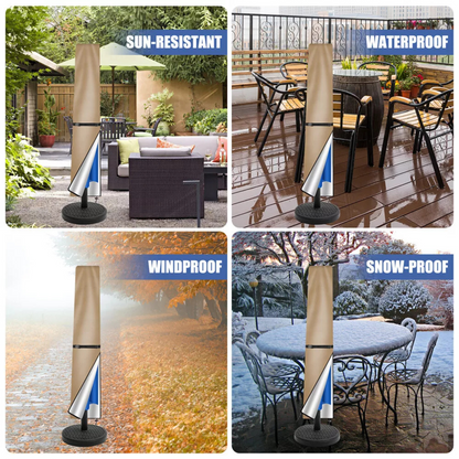 Khaki 265cm Dust Protection Rain Sun Garden Patio Parasol Outdoor Umbrella