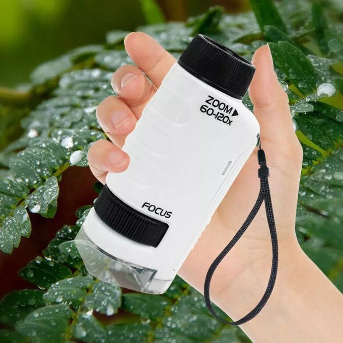 Portable Pocket Microscope Minilabsters Miniscope Kids, 60x-120x White