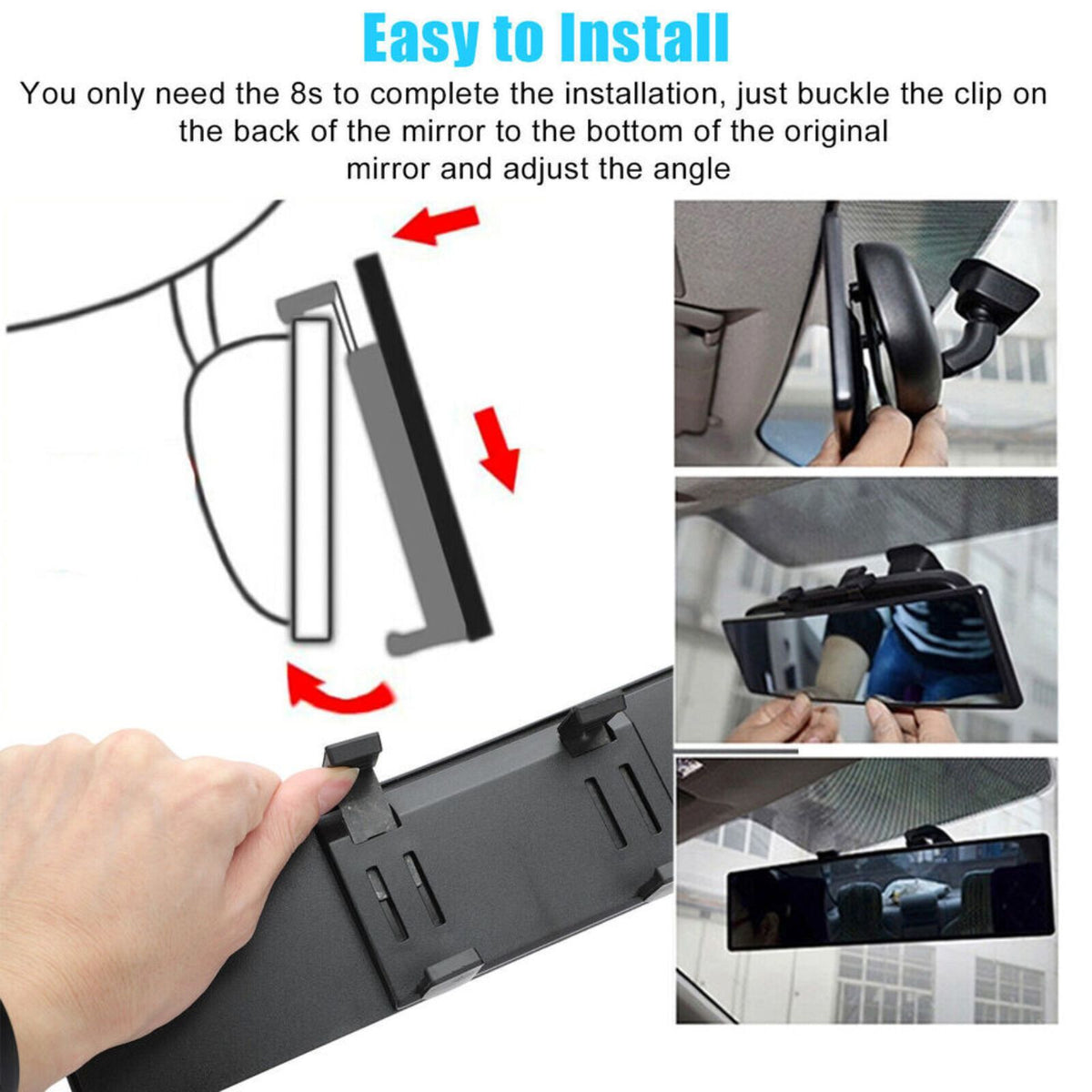 Wide Angle Panoramic Rear View Mirror Anti Glare Packing Rearview Car Interior