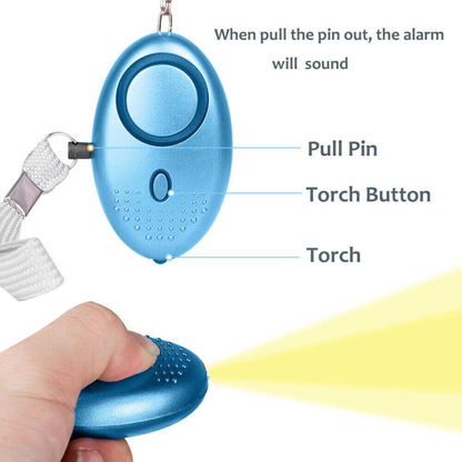 Emergency Alert Torch Rape Attack Panic Security 140dB Personal Keychain Blue