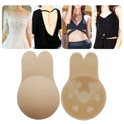 Beige Invisible Rabbit Silicone Bra Strapless Self-Adhesive Push-Up