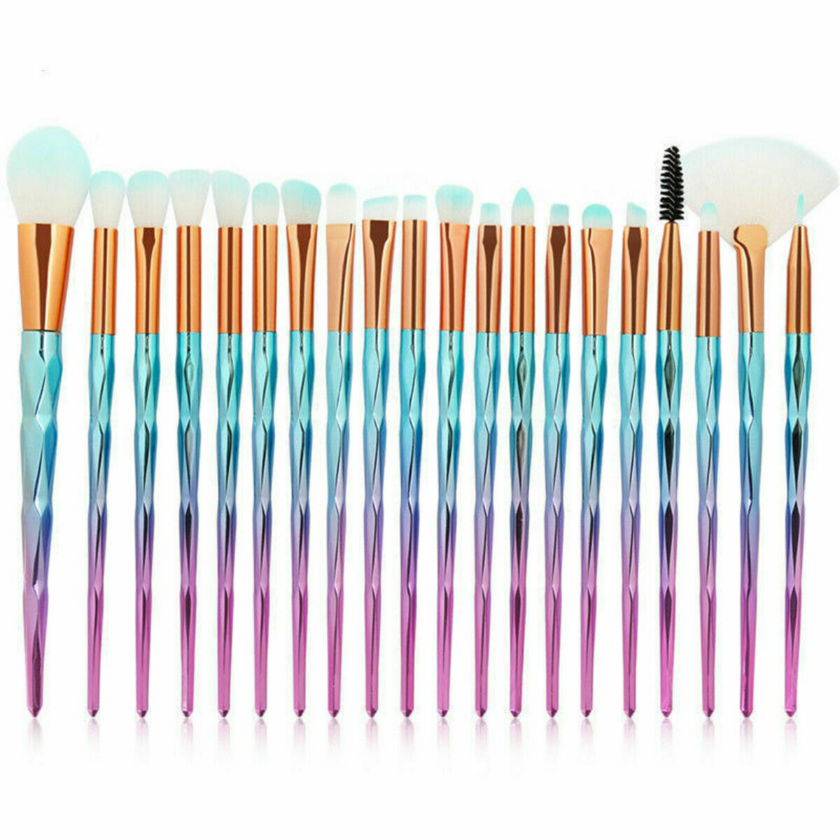 Eyeshadow Eyebrow Blending Brush Set 20PCS Eye Make-up Brushes Diamond Blue