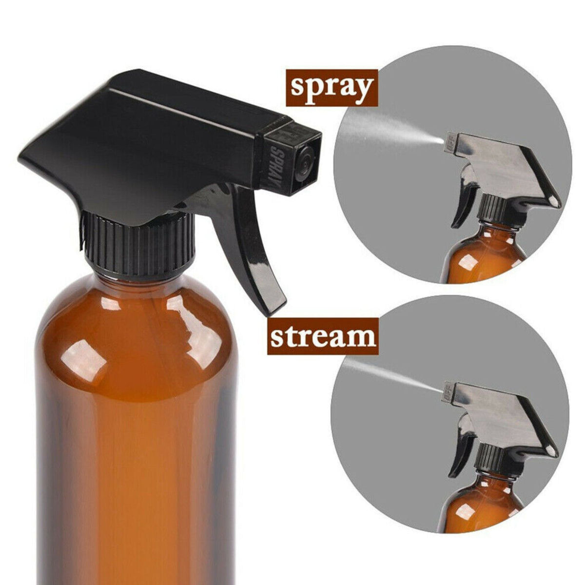 Refillable Container Essential Oil Glass Spray Bottle Amber Round 250ml