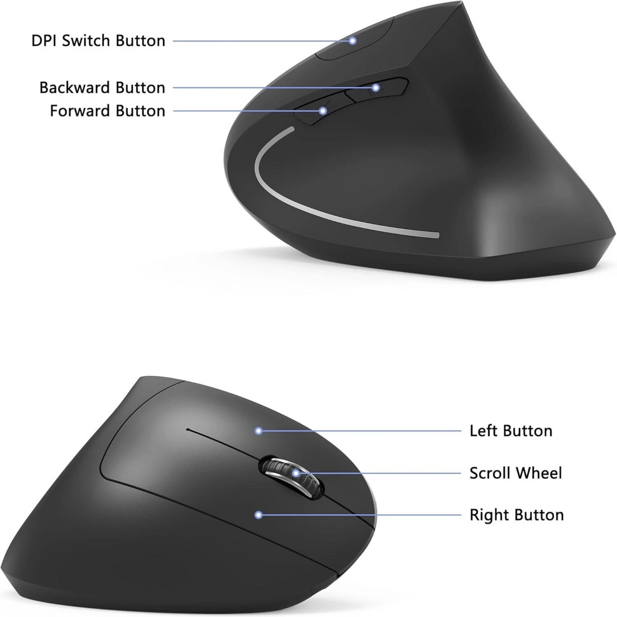 Wireless Vertical Gaming Mouse Ergonomic Rechargeable USB Mouse