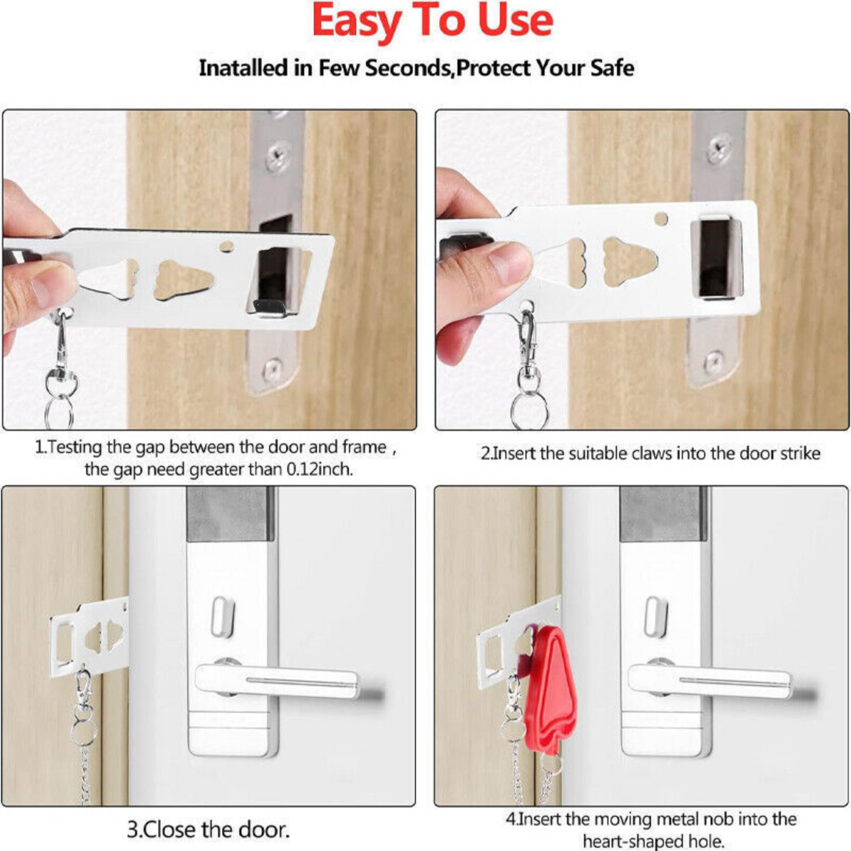 Safety Security Addalock Hotel Home Safe Lock Red Portable Door Lock Travel