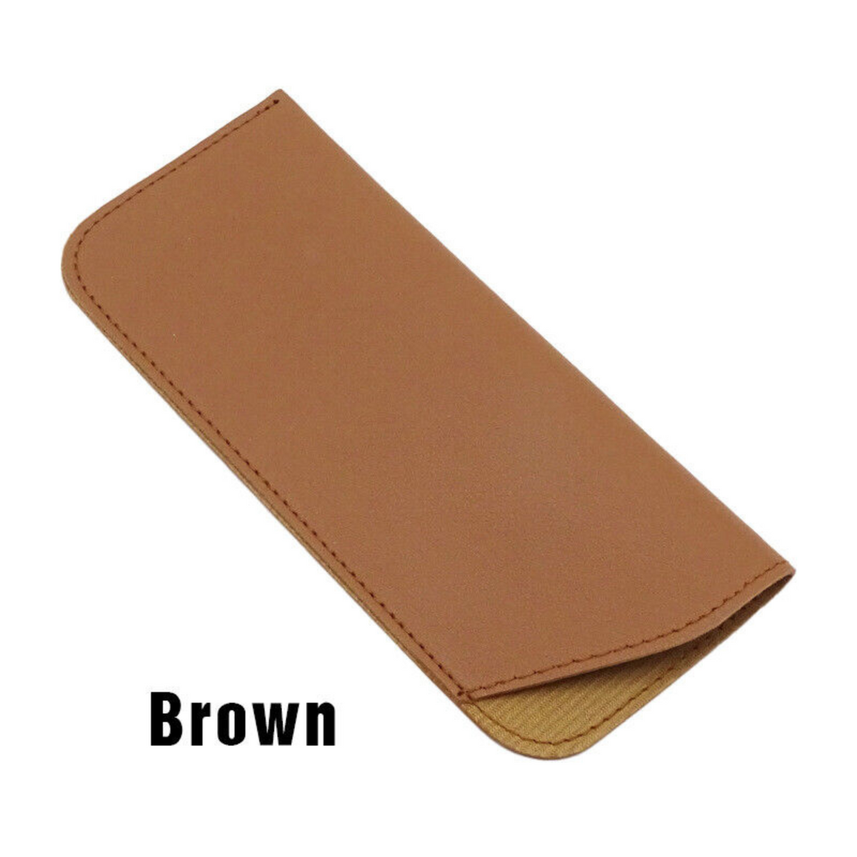 Soft Pouch Bag Pocket Leather Eyeglass Sunglasses Reading Glasses Case Brown