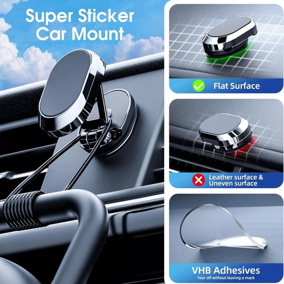 Mobile Phone Metal Magnetic Car Mount Phone Stand GPS