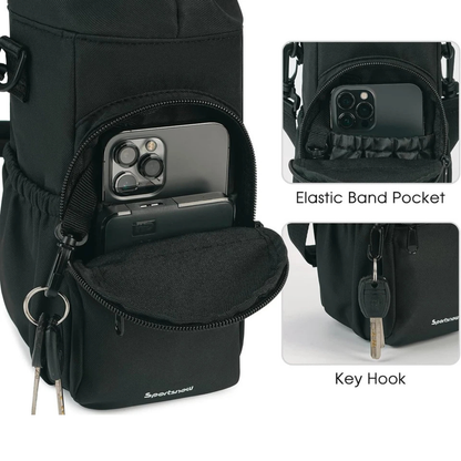 Adjustable Holder Strap Water Bottle Carrier Bag Black Outdoor Travel Gear