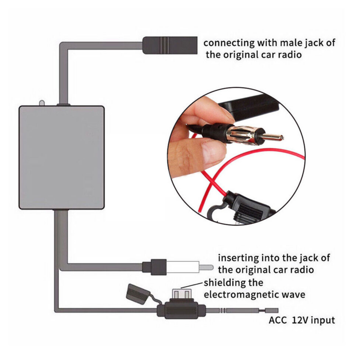 Booster Radio Rig Strengthen Booster Radio Splitter AM FM Signal Amplifier Car Antenna ...
