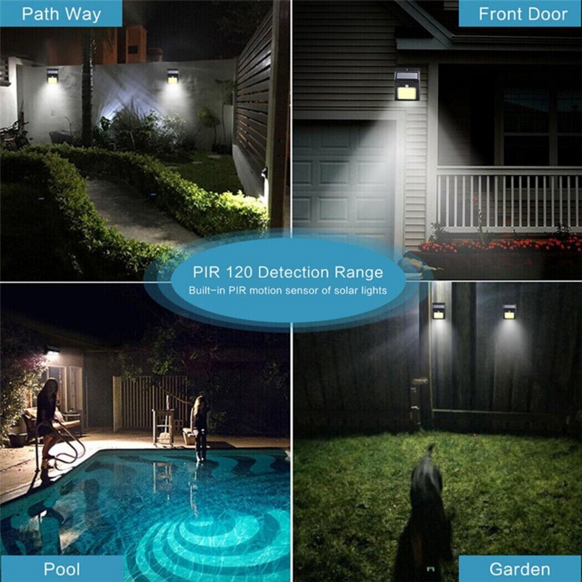 Sensor Light Garden Outdoor Security Lights 4PCS 20 LED Solar Powered PIR Motion