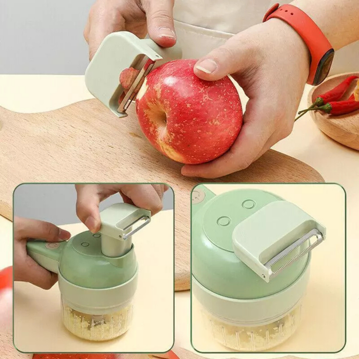 Vegetable Slicer Cutter Mini 4in1 Handheld Electric Food Chopper Grinder