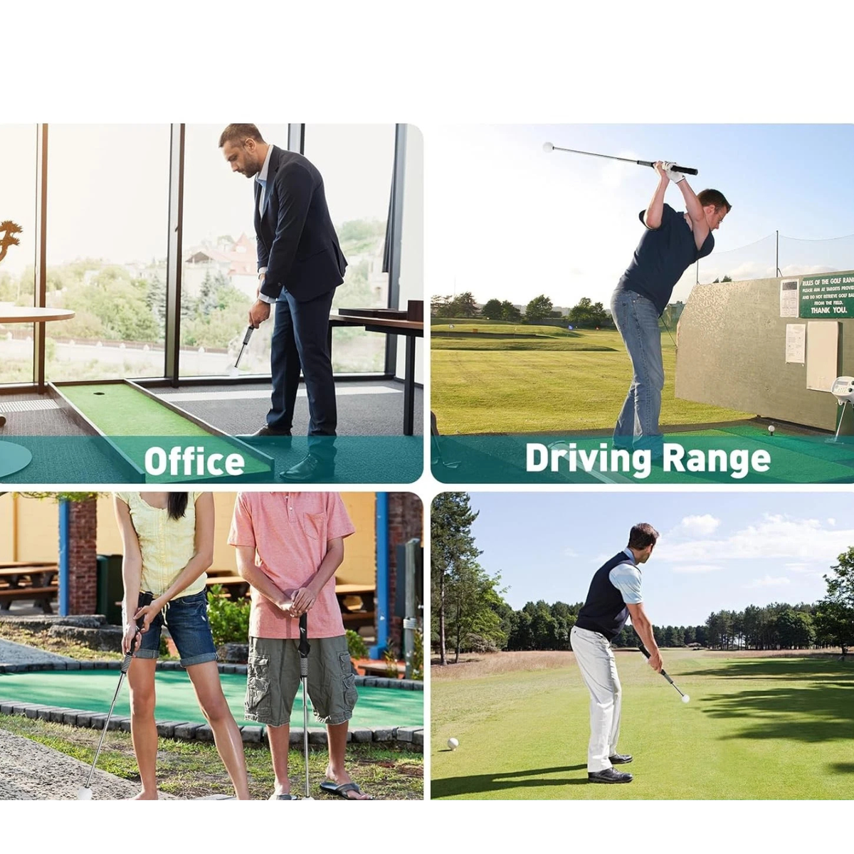 Retractable Golf Training Aid Swing Grip Golf Practice Tool Black