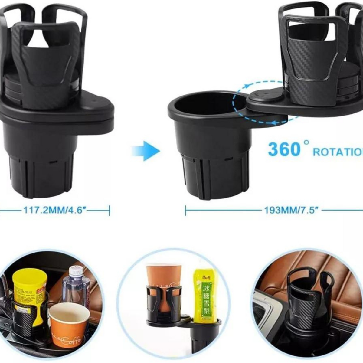 Drink Coffee Water Bottle Cleanse Storage Adjustable 2in1 Car Seat Cup Holder