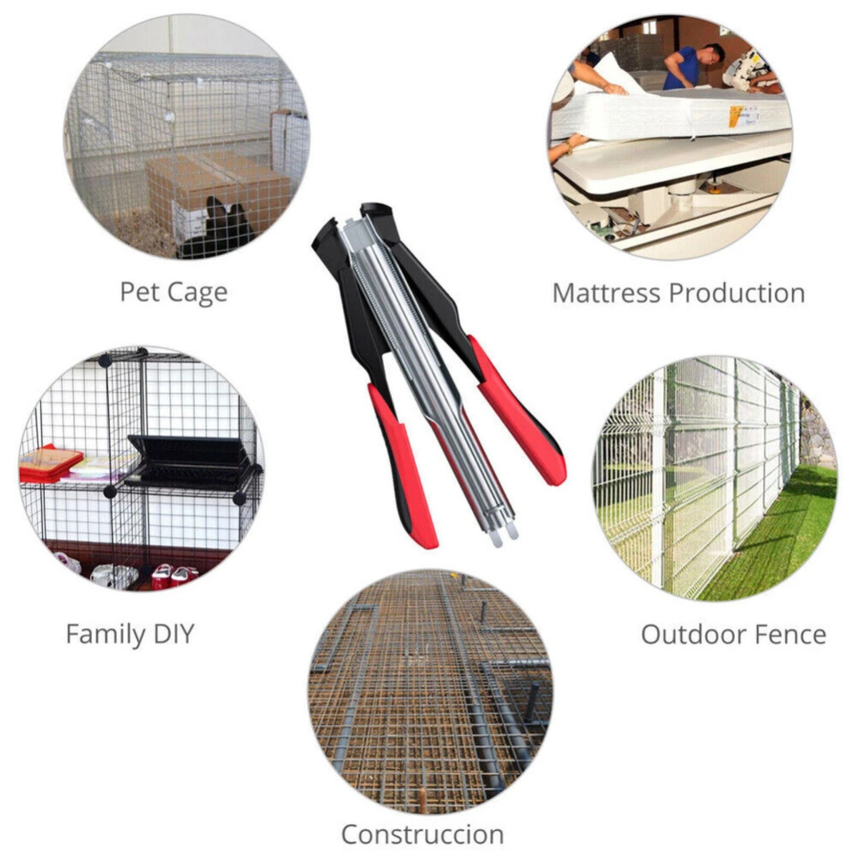 2500x Hog Ring Gun Pliers Auto Feed C Clip Fence Fencing Tool Set